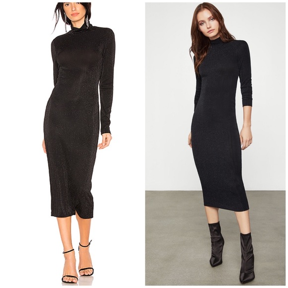 BCBG Turtleneck Metallic Black Sheath Dress S & M - Picture 4 of 6